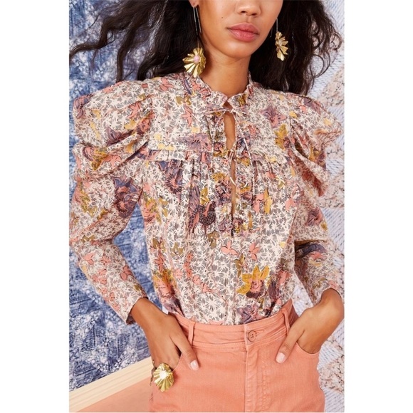 Ulla Johnson Tops - NWOT Ulla Johnson Remy Puff Long Sleeve
Sunburst Floral Blouse Top Shirt Size 6